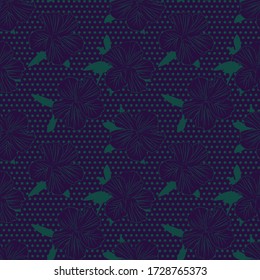Purple Floral botanical seamless pattern background suitable for fashion prints, graphics, backgrounds and crafts