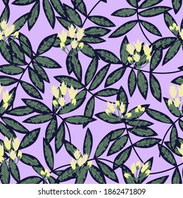 Purple Floral botanical seamless pattern background suitable for fashion prints, graphics, backgrounds and crafts