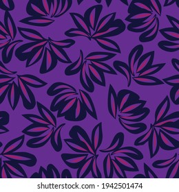 Purple Floral botanical seamless pattern background suitable for fashion prints, graphics, backgrounds and crafts