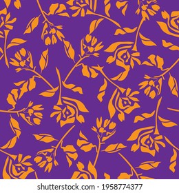 Purple Floral botanical seamless pattern background suitable for fashion prints, graphics, backgrounds and crafts