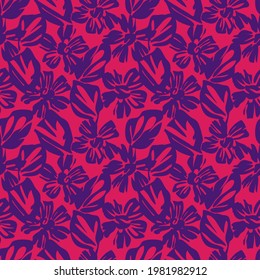 Purple Floral botanical seamless pattern background suitable for fashion prints, graphics, backgrounds and crafts