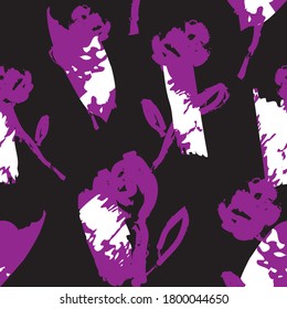 Purple Floral brush strokes seamless pattern background for fashion prints, graphics, backgrounds and crafts