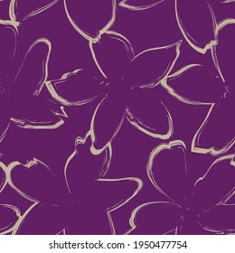 Purple Floral brush strokes seamless pattern background for fashion prints, graphics, backgrounds and crafts