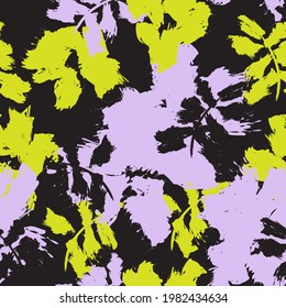 Purple Floral brush strokes seamless pattern background for fashion prints, graphics, backgrounds and crafts
