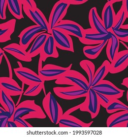 Purple Floral brush strokes seamless pattern background for fashion prints, graphics, backgrounds and crafts