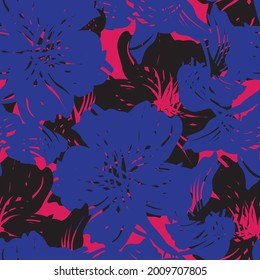 Purple Floral brush strokes seamless pattern background for fashion prints, graphics, backgrounds and crafts