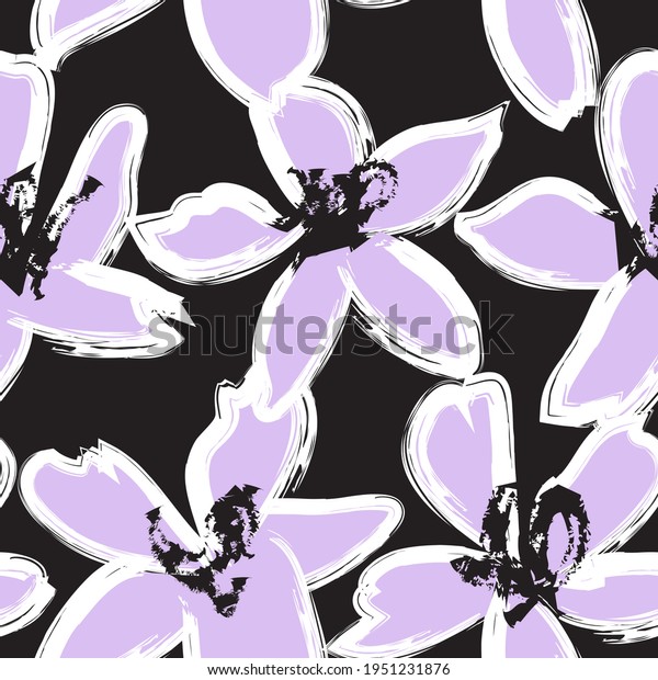 Purple Floral\
brush strokes seamless pattern background for fashion prints,\
graphics, backgrounds and\
crafts