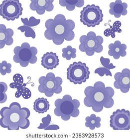 purple floral and butterfly pattern  