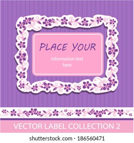 Purple floral frame over square label