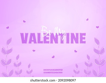 Purple Floral Minimalist Be My Valentine Text Effect