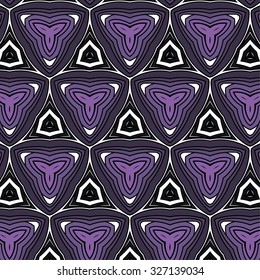 Purple floral pattern with abstract geometric ornament