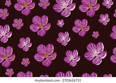 Patrón floral púrpura sobre fondo oscuro — Diseño elegante y dramático
