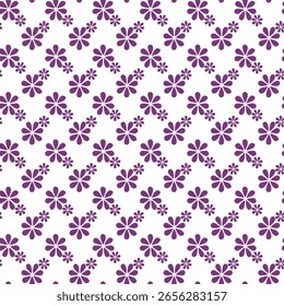 Purple Floral Pattern on White Background With Repeating Design