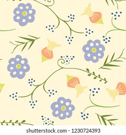 Purple floral pattern. Seamless pattern. Design for textile fabric or backgroudn for card.