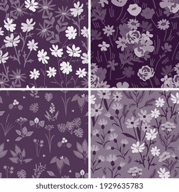 Modalidades florales púrpuras conjunto decorativo