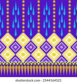 Sarong floral púrpura Diseñado con patrones geométricos que se mezclan perfectamente y son llamativos en Términos de tela. Ilustración vectorial de ropa o decoraciones