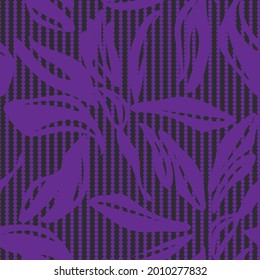Violette, nahtlose Muster mit gestreiftem Hintergrund für Modetextilien und Grafiken