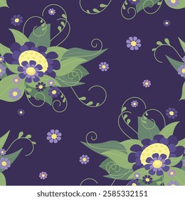Purple Floral Seamless Pattern Vector