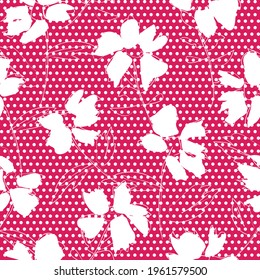 Purple Floral tropical botanical seamless pattern dotted background for fashion textiles and graphics
