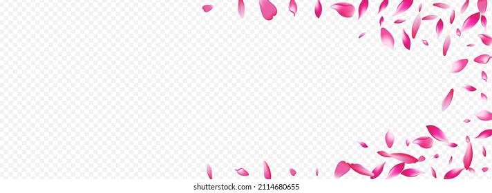 Purple Floral Vector Panoramic Transparent Background. Flower Nature Poster. Sakura Mother Design. Heart Fly Banner. Red Confetti Realistic Congratulation.