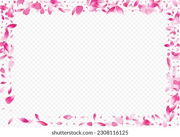 Purple Floral Vector Transparent Background. Petal Soft Texture. Lotus Japan Congratulation. Rose Wind Banner. Color Blooming Air Card.