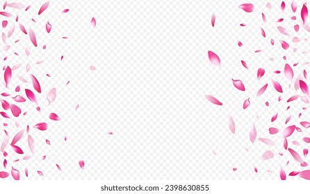 Purple Floral Vector Transparent Background. Heart Wedding Texture. Rosa Free Card. Confetti Japanese Congratulation. Bright Sakura Aroma Cover.