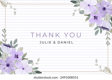 purple floral watercolor frame background