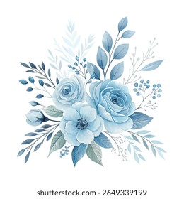 Purple floral wedding design with watercolor flowers and leaves on white background perfect for invitations greeting cards and decorative templates