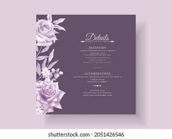 Purple floral wedding invitation template