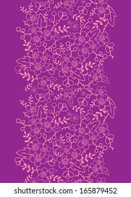 Purple florals vertical seamless pattern background border