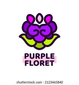 purple floret flora flower nature logo concept design illustration