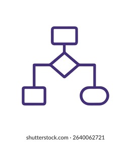 Purple flow chart for decisions. Icon symbol illustration
