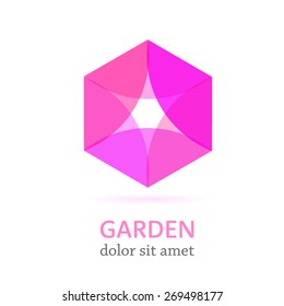 Purple flower. Abstract design concept for natural organic product, cosmetic, beauty, floral shop, garden.