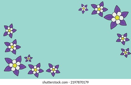 Purple flower Aquilegia columbine background, of the inverted flower to five doves clustered together