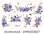 purple flower arrangement watercolor collection