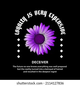 The purple flower art for streetwear design clothing