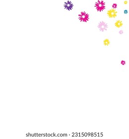 Purple Flower Background White Vector. Garden Amazing Design. Blue Plant Doodle. Bloom Illustration. Small Pink Petal.