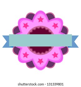 purple flower badge, vector format