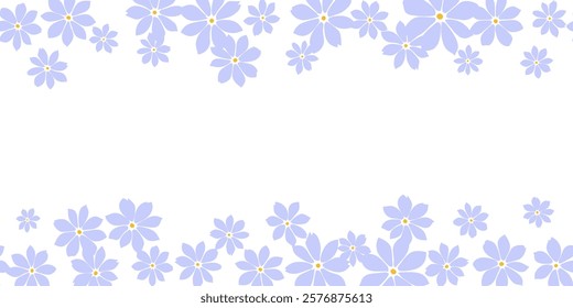 Purple flower banner seamless, template for Mothers Day cards, flyer, poster, event, birthday and season romance