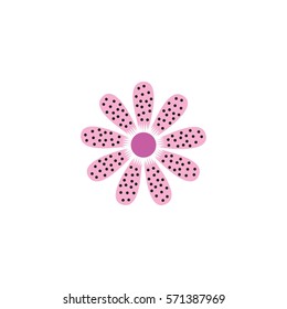 purple flower with black dots design logo