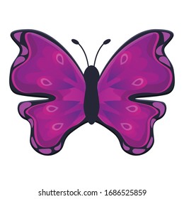 Purple flower butterfly icon. Cartoon of purple flower butterfly vector icon for web design isolated on white background