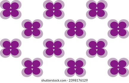 Purple flower, purple clover on white background repeat block seamless pattern design for fabric print
