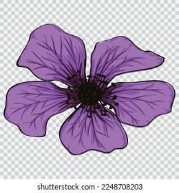 purple flower drawing vector illustrations. Botanical floral hand drawn element.