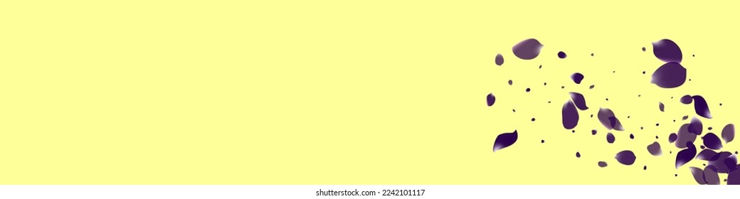 Purple Flower Fall Vector Yellow Panoramic Background. Night Geranium Cover. Delicate Floral Tender Yellow. Yellow Petal Magenta Banner.