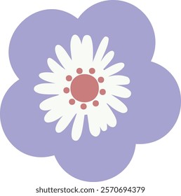 Purple flower featuring delicate white petals and a vibrant pink center, creating a stunning design perfect for nature inspired, spring, and floral themed projects