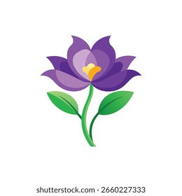 Flor roxa vetor plana ilustração no fundo branco