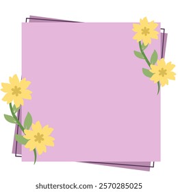 Purple flower frame square border clipart vector illustration