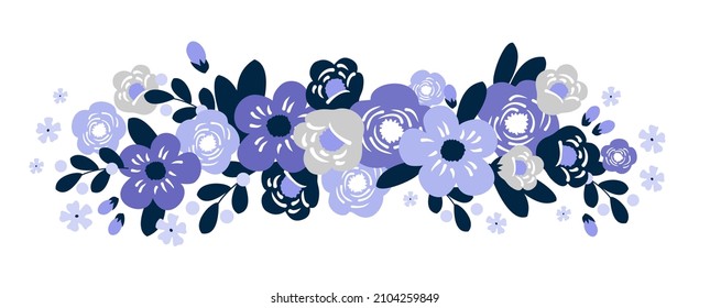 Purple flower garland. Vector clipart.