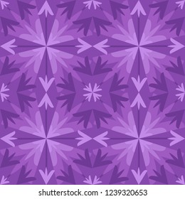 Purple flower geometric vector seamless pattern