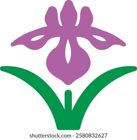 Purple flower icon. Iris, Ayame. Early summer flowers.